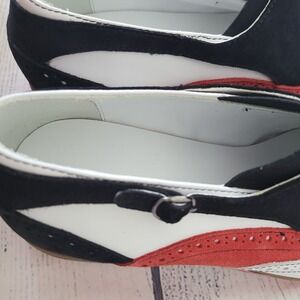 GIROTTI MILANO Wingtip Oxford Shoes Black White Red Suede No Lace Size 43 US 9